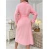 image:imageSOLY HUX Womens Bathrobes Long Sleeve Belted Fleece Belted Midi Robe Pajamas Sleepwear with PocketsPink Heart