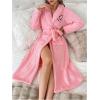 image:imageSOLY HUX Womens Bathrobes Long Sleeve Belted Fleece Belted Midi Robe Pajamas Sleepwear with PocketsPink Heart