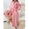image:imageSOLY HUX Womens Bathrobes Long Sleeve Belted Fleece Belted Midi Robe Pajamas Sleepwear with PocketsPink Heart