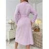image:imageSOLY HUX Womens Bathrobes Long Sleeve Belted Fleece Belted Midi Robe Pajamas Sleepwear with PocketsPurple Heart