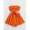 image:imageSOLY HUX Womens Boho Tie Backless Tube Top Romper Strapless Cut Out Wide Leg Vacation Short JumpsuitsPlain Orange