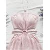 image:imageSOLY HUX Womens Boho Tie Backless Tube Top Romper Strapless Cut Out Wide Leg Vacation Short JumpsuitsPlain Pink