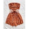 image:imageSOLY HUX Womens Boho Tie Backless Tube Top Romper Strapless Cut Out Wide Leg Vacation Short JumpsuitsSolid Brown