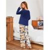 image:imageSOLY HUX Womens Cartoon Graphic Pajama Set Cute Cat Print Sleepwear Long Sleeve Tee Tops and Pants LoungewearDark Blue