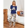 image:imageSOLY HUX Womens Cartoon Graphic Pajama Set Cute Cat Print Sleepwear Long Sleeve Tee Tops and Pants LoungewearDark Blue