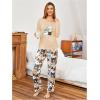 image:imageSOLY HUX Womens Cartoon Graphic Pajama Set Cute Cat Print Sleepwear Long Sleeve Tee Tops and Pants LoungewearMulticolor Apricot