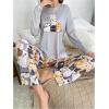 image:imageSOLY HUX Womens Cartoon Graphic Pajama Set Cute Cat Print Sleepwear Long Sleeve Tee Tops and Pants LoungewearMulticolor Cartoon