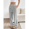 image:imageSOLY HUX Womens Drawstring Sweatpants Elastic Low Rise Baggy Straight Leg Casual Pants with PocketsPlain Grey