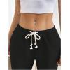 image:imageSOLY HUX Womens Drawstring Sweatpants Elastic Low Rise Baggy Straight Leg Casual Pants with PocketsPure Black
