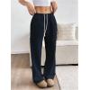 image:imageSOLY HUX Womens Drawstring Sweatpants Elastic Low Rise Baggy Straight Leg Casual Pants with PocketsPure Dark Blue