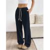 image:imageSOLY HUX Womens Drawstring Sweatpants Elastic Low Rise Baggy Straight Leg Casual Pants with PocketsPure Dark Blue