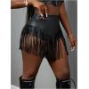 image:imageSOLY HUX Womens Fringe PU Leather Mini Shorts High Waisted Going Out Shorts Party Concert ClubwearPlain Black