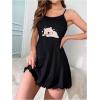 image:imageSOLY HUX Womens Graphic Nightgown Cute Cartoon Print Cami Slip Dress Spaghetti Strap Nightdress SleepwearBlack Cartoon