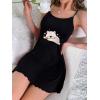 image:imageSOLY HUX Womens Graphic Nightgown Cute Cartoon Print Cami Slip Dress Spaghetti Strap Nightdress SleepwearBlack Cartoon