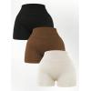 image:imageSOLY HUX Womens High Waisted Seamless Yoga Shorts 3 Piece Butt Lifting Biker Shorts Athletic LeggingsBlack Brown Beige