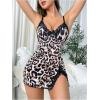 image:imageSOLY HUX Womens Leopard Lace Nightgown Cheetah Print V Neck Split Cami Dress Nightdress SleepwearBlack Leopard