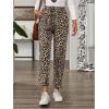 image:imageSOLY HUX Womens Leopard Pants Cheetah Print Tie Front Elastic Waist Straight Leg Casual Trousers with PocketsBrown Leopard