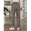 image:imageSOLY HUX Womens Leopard Pants Cheetah Print Tie Front Elastic Waist Straight Leg Casual Trousers with PocketsBrown Leopard