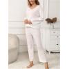 image:imageSOLY HUX Womens Long Sleeve Pajamas Top and Pants Loungewear 2 Piece PJ Set SleepwearPlain White