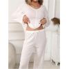 image:imageSOLY HUX Womens Long Sleeve Pajamas Top and Pants Loungewear 2 Piece PJ Set SleepwearPlain White