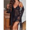 image:imageSOLY HUX Womens Mesh Sheer Nightgown with Robes Pajama Set 2 Piece Lace Sleepwear Sexy Cami NightwearSolid Black
