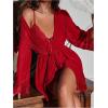 image:imageSOLY HUX Womens Mesh Sheer Nightgown with Robes Pajama Set 2 Piece Lace Sleepwear Sexy Cami NightwearSolid Burgundy