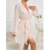 image:imageSOLY HUX Womens Mesh Sheer Nightgown with Robes Pajama Set 2 Piece Lace Sleepwear Sexy Cami NightwearSolid Pink