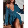 image:imageSOLY HUX Womens Mesh Sheer Nightgown with Robes Pajama Set 2 Piece Lace Sleepwear Sexy Cami NightwearTeal Blue