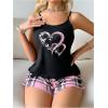 image:imageSOLY HUX Womens Pajama Set Graphic Print Cami Tops and Plaid Shorts Sleepwear LoungewearMulticoloured Heart