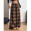 image:imageSOLY HUX Womens Plaid Checkered Pants Flannel Pajama Pants Lounge Wide Leg Baggy Sweatpants with PocketsBrown Plaid