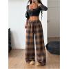 image:imageSOLY HUX Womens Plaid Checkered Pants Flannel Pajama Pants Lounge Wide Leg Baggy Sweatpants with PocketsBrown Plaid