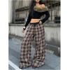 image:imageSOLY HUX Womens Plaid Checkered Pants Flannel Pajama Pants Lounge Wide Leg Baggy Sweatpants with PocketsKhaki Plaid