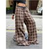 image:imageSOLY HUX Womens Plaid Checkered Pants Flannel Pajama Pants Lounge Wide Leg Baggy Sweatpants with PocketsKhaki Plaid