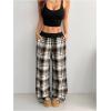 image:imageSOLY HUX Womens Plaid Checkered Pants Flannel Pajama Pants Lounge Wide Leg Baggy Sweatpants with PocketsMulti Black Plaid