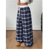 image:imageSOLY HUX Womens Plaid Checkered Pants Flannel Pajama Pants Lounge Wide Leg Baggy Sweatpants with PocketsMulti Blue