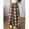 image:imageSOLY HUX Womens Plaid Checkered Pants Flannel Pajama Pants Lounge Wide Leg Baggy Sweatpants with PocketsMulti Brown Plaid