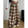 image:imageSOLY HUX Womens Plaid Checkered Pants Flannel Pajama Pants Lounge Wide Leg Baggy Sweatpants with PocketsMulti Brown Plaid