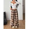 image:imageSOLY HUX Womens Plaid Checkered Pants Flannel Pajama Pants Lounge Wide Leg Baggy Sweatpants with PocketsMulti Brown Plaid