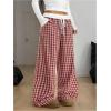 image:imageSOLY HUX Womens Plaid Checkered Pants Flannel Pajama Pants Lounge Wide Leg Baggy Sweatpants with PocketsMulti Red Plaid