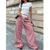 image:imageSOLY HUX Womens Plaid Checkered Pants Flannel Pajama Pants Lounge Wide Leg Baggy Sweatpants with PocketsMulti Red Plaid