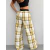 image:imageSOLY HUX Womens Plaid Checkered Pants Flannel Pajama Pants Lounge Wide Leg Baggy Sweatpants with PocketsMustard Yellow Plaid
