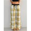 image:imageSOLY HUX Womens Plaid Checkered Pants Flannel Pajama Pants Lounge Wide Leg Baggy Sweatpants with PocketsMustard Yellow Plaid