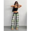 image:imageSOLY HUX Womens Plaid Checkered Pants Flannel Pajama Pants Lounge Wide Leg Baggy Sweatpants with PocketsTurquoise Plaid