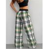 image:imageSOLY HUX Womens Plaid Checkered Pants Flannel Pajama Pants Lounge Wide Leg Baggy Sweatpants with PocketsTurquoise Plaid