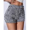 image:imageSOLY HUX Womens Plaid Ruffle Mini Shorts Gingham Elastic Cute Lounge Sleep Bottoms Low Rise Bloomer ShortsBlack and White Gingham