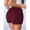 image:imageSOLY HUX Womens Plaid Ruffle Mini Shorts Gingham Elastic Cute Lounge Sleep Bottoms Low Rise Bloomer ShortsRed Gingham