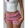 image:imageSOLY HUX Womens Plaid Ruffle Mini Shorts Gingham Elastic Cute Lounge Sleep Bottoms Low Rise Bloomer ShortsRed and White Plaid