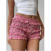 image:imageSOLY HUX Womens Plaid Ruffle Mini Shorts Gingham Elastic Cute Lounge Sleep Bottoms Low Rise Bloomer ShortsRed and White Plaid