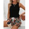 image:imageSOLY HUX Womens Plus Size 2 Piece Summer Vacation Outfits Sleeveless Tank Tops and Floral Print Shorts SetBlack Floral