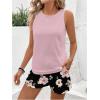 image:imageSOLY HUX Womens Plus Size 2 Piece Summer Vacation Outfits Sleeveless Tank Tops and Floral Print Shorts SetPink Floral